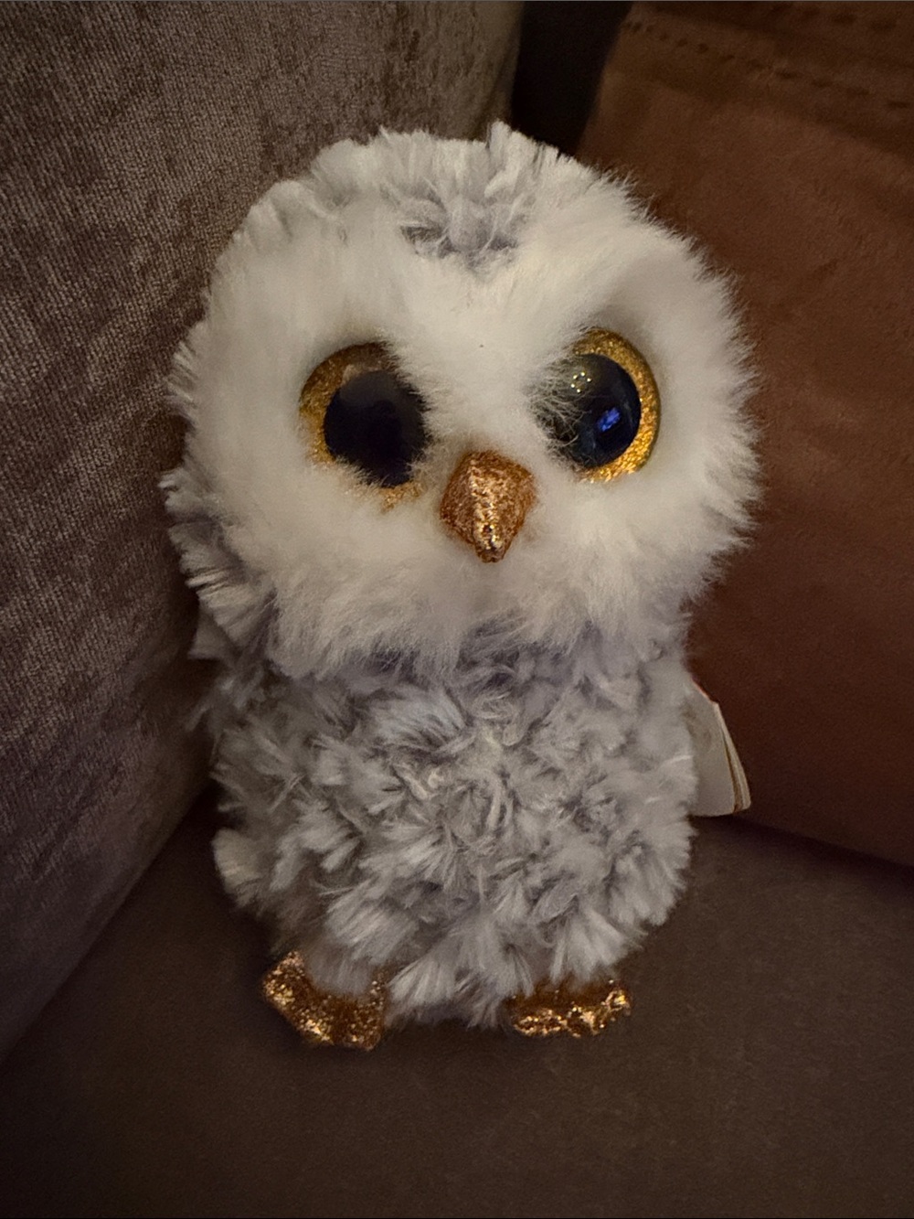 Ty Owlette Grey Owl Small  Toy with Gold Accents